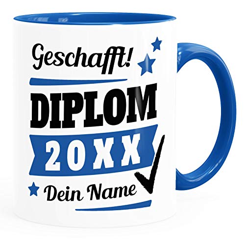 SpecialMe® Tasse Diplom-Arbeit Geschenk Abschluss Studium bestandene Prüfung mit Name personalisiert Diplom inner-royal Keramik-Tasse von SpecialMe