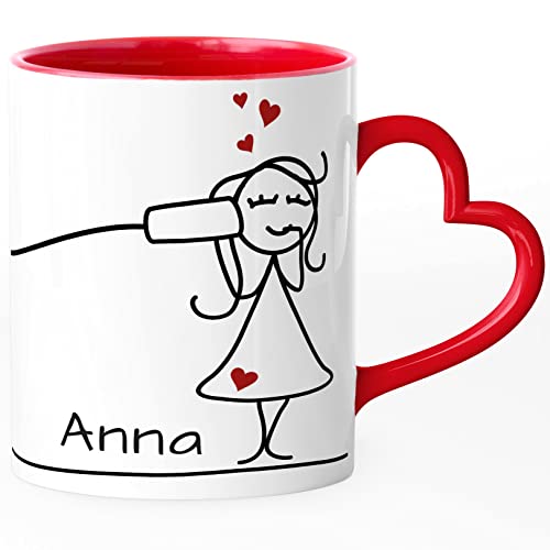 SpecialMe® Tasse Herz-Henkel mit Namen Liebes-Paar Strichmännchen Motiv personalisierbar Liebesgeschenke Valentinstag Weihnachten (1 Tasse) weiss-herz-innen-rot Herz-Tasse von SpecialMe