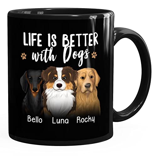 SpecialMe® Tasse Hund Motiv personalisierte Geschenke mit Name Hundebesitzer Hundeliebhaber schwarz standard von SpecialMe