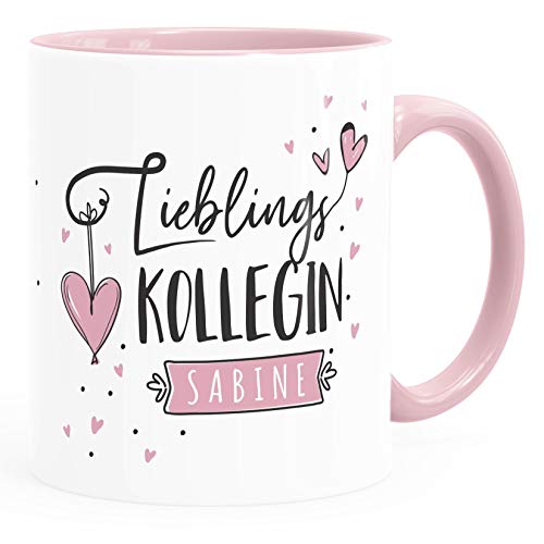 SpecialMe® Tasse Lieblings-Kollegin personalisierbar mit Namen persönliche Geschenke kleines Dankeschön inner-rosa Keramik-Tasse von SpecialMe