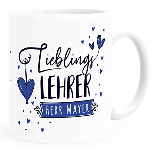 SpecialMe® Tasse Lieblings-Lehrer personalisierbar mit Namen persönliche Geschenke kleines Dankeschön weiß Keramik-Tasse von SpecialMe