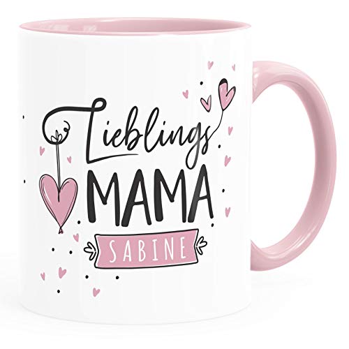 SpecialMe® Tasse Lieblings-Mama personalisierbar mit Namen persönliche Geschenke kleines Dankeschön inner-rosa Keramik-Tasse von SpecialMe