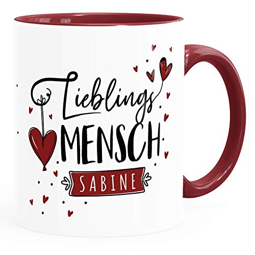 SpecialMe® Tasse Lieblings-Mensch personalisierbar mit Namen persönliche Geschenke kleines Dankeschön inner-bordeaux Keramik-Tasse von SpecialMe