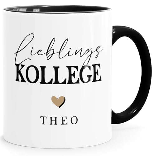 SpecialMe® Tasse Lieblingskollege Lieblingskollegin Geschenkidee personalisiert mit Name Herz Wunschname Weiss-innen-schwarz standard von SpecialMe