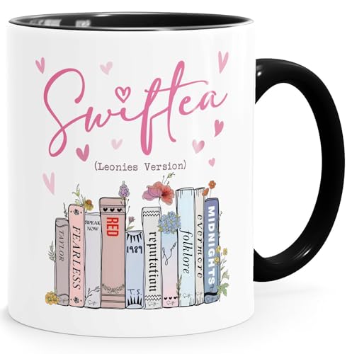 SpecialMe® Tasse Musik Fan Swiftea Geschenk personalisiert mit Namen Best of Album Geschenkidee Freundin Kollegin Familie Personalisiert weiß-innen-schwarz standard von SpecialMe