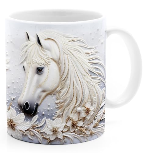 SpecialMe® Tasse Pferde-Motive Wintermotive XMAS Geschenk für Pferde-Liebhaber Pferdefans Mädchen 6 weiß standard von SpecialMe