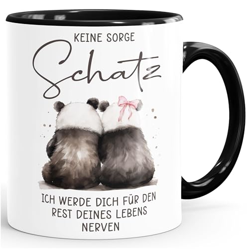 SpecialMe® Tasse Spruch Liebe Lustig Keine Sorge Schatz ich werde dich für den Rest deines Lebens nerven Geschenk weiß-innen-schwarz standard von SpecialMe