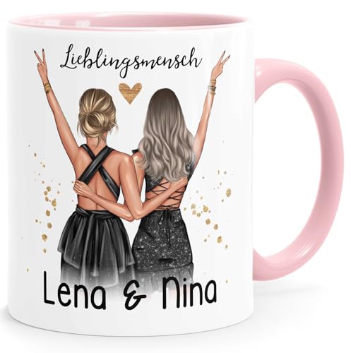 SpecialMe® Tasse beste Freundin Geschenk Geburtstag Weihnachten persönlich personalisiert Freundschaft Best Friends rosa Keramik-Tasse von SpecialMe