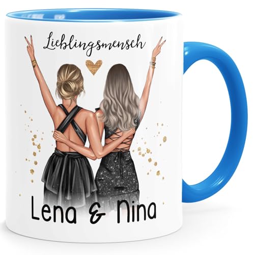 SpecialMe® Tasse beste Freundin Geschenk Geburtstag Weihnachten persönlich personalisiert Freundschaft Best Friends weiß-innen-blau standard von SpecialMe