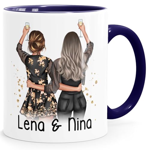 SpecialMe® Tasse beste Freundin personalisiert Geschenk beste Schwester Mama Freundschaft Best Friends BFF weiß-innen-navy standard von SpecialMe