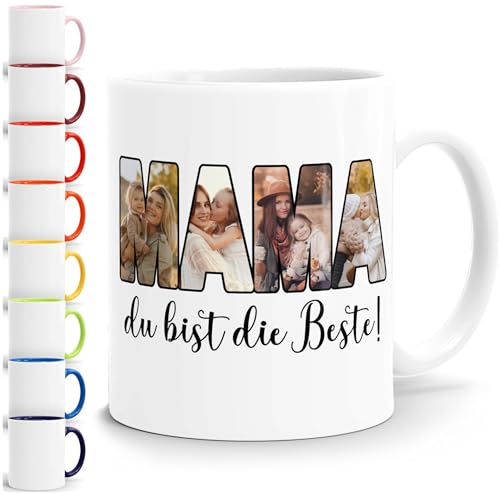 SpecialMe® Tasse mit Foto-Collage Geschenk für Mama Muttertag Danke Spruch Du bist die Beste weiß standard von SpecialMe