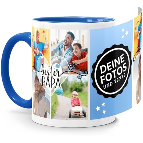 SpecialMe® Tasse mit Foto-Collage personalisiert mit bis zu 9 Bildern Fotogeschenk Papa selbst gestalten weiß-innen-royal standard von SpecialMe