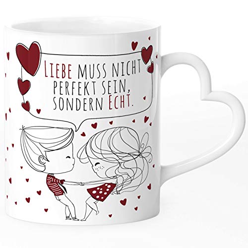 SpecialMe® Tasse mit Herz-Henkel personalisierbar Sprüche Liebe Pärchen mit Liebesbotschaft persönliches Geschenk für Partner, Verliebte, Paare Echte Liebe weiß Herz-Tasse von SpecialMe