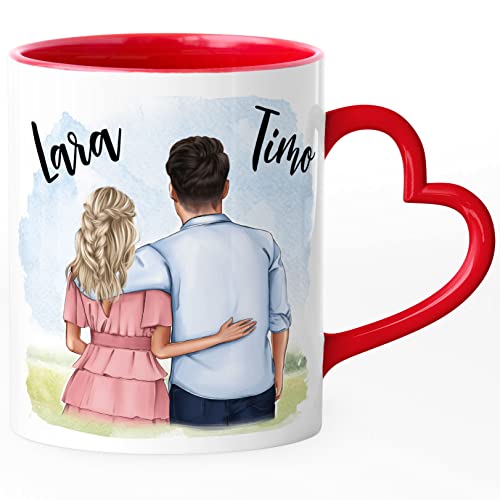 SpecialMe® Tasse mit Herz-Henkel personalisiert selbst gestalten mit Namen Geschenk Liebe Valentinstag Jahrestag Mann Frau weiss-herz-innen-rot Herz-Tasse von SpecialMe