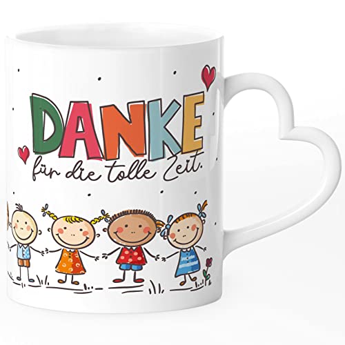 SpecialMe® Tasse mit Herzhenkel Danke Erzieherin Herz kleines Geschenk Abschied Spruch für die tolle Zeit weiß - Herz standard von SpecialMe