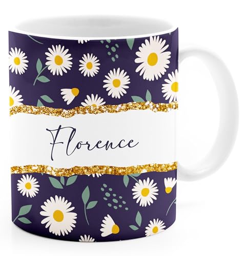 SpecialMe® Tasse personalisiert mit Wunschname eigener Name Blumen Blüten persönliche Geschenke Frau Freundin Kollegin Blumen 1 weiß standard von SpecialMe