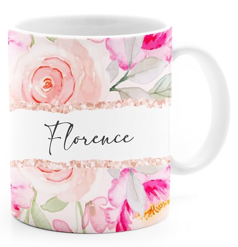 SpecialMe® Tasse personalisiert mit Wunschname eigener Name Blumen Blüten persönliche Geschenke Frau Freundin Kollegin Blumen 3 weiß standard von SpecialMe