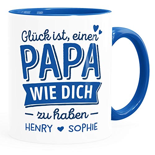 SpecialMe® Tasse personalisiertes Geschenk Spruch Glück ist einen Papa-Mama wie dich zu haben anpassbare Namen Papa - mit Namen inner-royal Keramik-Tasse von SpecialMe