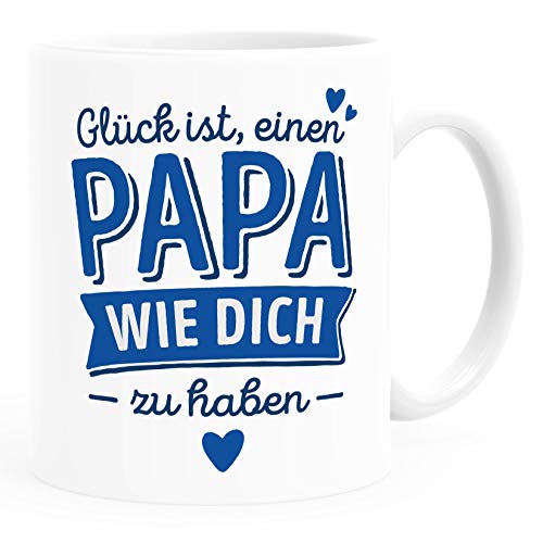 SpecialMe® Tasse personalisiertes Geschenk Spruch Glück ist einen Papa-Mama wie dich zu haben anpassbare Namen Papa weiß Keramik-Tasse von SpecialMe