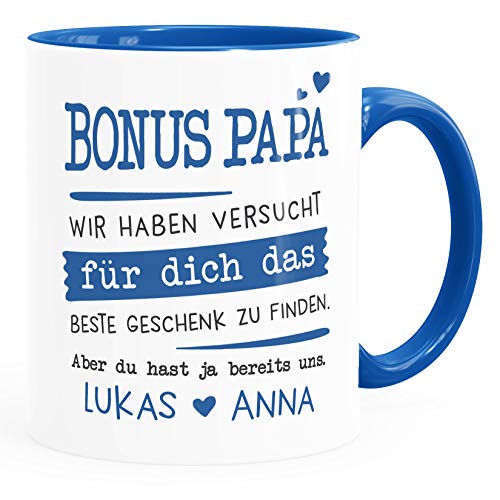 SpecialMe® Tasse personalisiertes Geschenk Spruch Papa/Mama/Oma/Opa Wir habe versucht für dich das beste Geschenk zu finden. anpassbare Namen Bonuspapa - 2+ Namen inner-royal Keramik-Tasse von SpecialMe