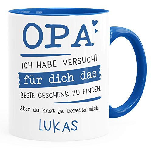 SpecialMe® Tasse personalisiertes Geschenk Spruch Papa/Mama Ich habe versucht für dich das beste Geschenk zu finden. anpassbarer Name Opa - 1 Name inner-royal Keramik-Tasse von SpecialMe