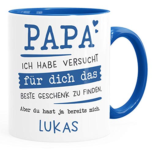 SpecialMe® Tasse personalisiertes Geschenk Spruch Papa/Mama Ich habe versucht für dich das beste Geschenk zu finden. anpassbarer Name Papa - 1 Name inner-royal Keramik-Tasse von SpecialMe