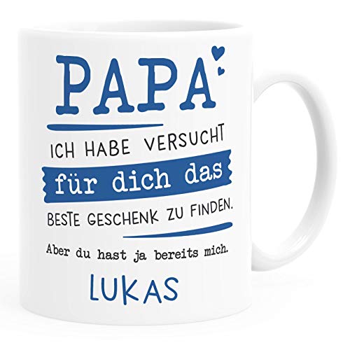 SpecialMe® Tasse personalisiertes Geschenk Spruch Papa/Mama Ich habe versucht für dich das beste Geschenk zu finden. anpassbarer Name Papa - 1 Name weiß Keramik-Tasse von SpecialMe