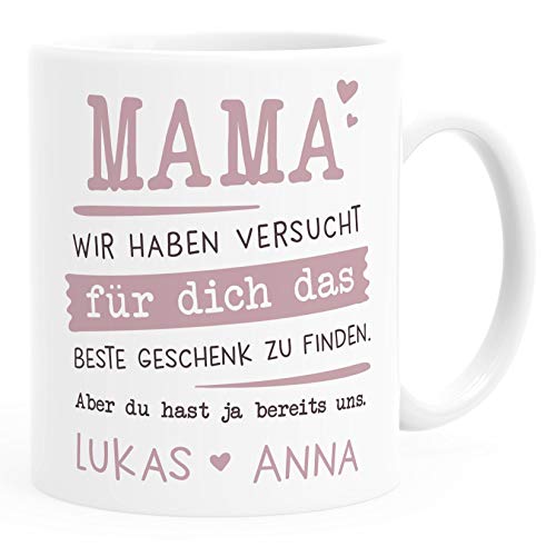 SpecialMe® Tasse personalisiertes Geschenk Spruch Papa/Mama/Oma/Opa Wir habe versucht für dich das beste Geschenk zu finden. anpassbare Namen Mama - 2+ Namen weiß Keramik-Tasse von SpecialMe