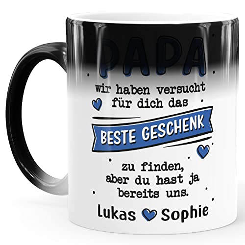 SpecialMe® Zauber-Tasse Spruch Für dich das Beste Geschenk zu finden personalisiert mit Namen Geschenk Papa Kinder Tochter Sohn anpassbar Magic Magic-Tasse von SpecialMe