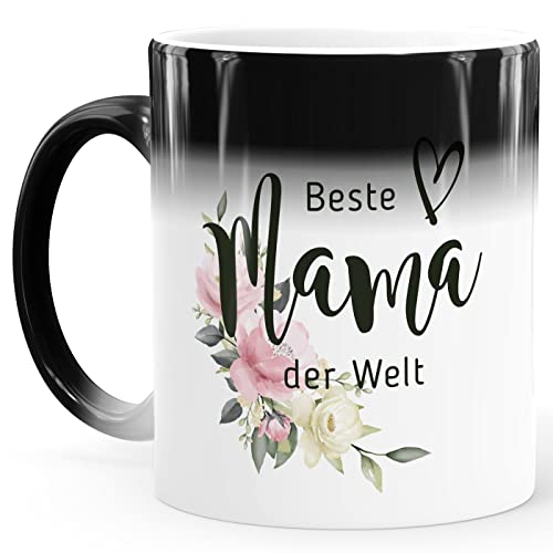 SpecialMe® Zaubertasse Beste Mama der Welt Herz Blumen Blüten Rosen Geschenk zum Muttertag Magic Magic-Tasse von SpecialMe