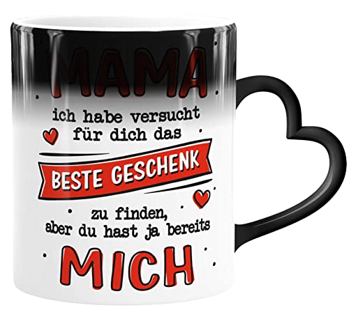 SpecialMe® Zaubertasse Herzhenkel Geschenk für Mama Spruch lustig Ich/Wir haben versucht das beste Geschenk zu finden Mich magic-rot-herz Magic-Herz-Tasse von SpecialMe