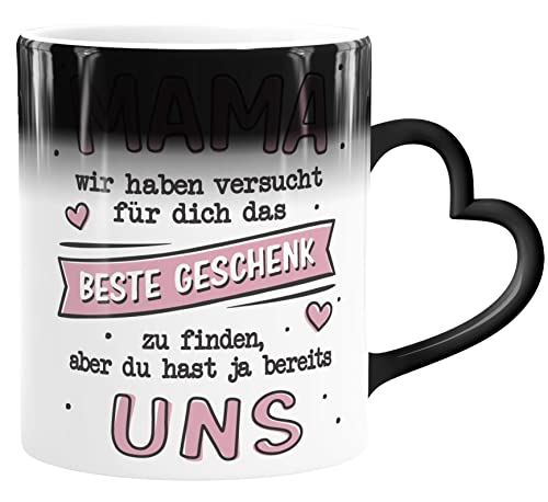 SpecialMe® Zaubertasse Herzhenkel Geschenk für Mama Spruch lustig Ich/Wir haben versucht das beste Geschenk zu finden Uns magic-rosa-herz Magic-Herz-Tasse von SpecialMe