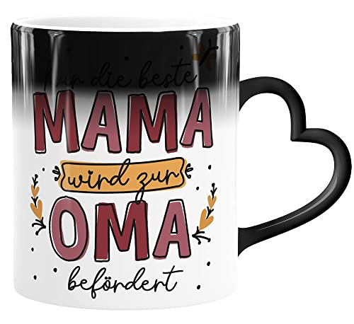 SpecialMe® Zaubertasse Kaffee-Tasse mit Spruch Nur die beste Mama wird zur Oma befördert Geschenk Muttertag Großmutter Magic - Herz Magic-Herz-Tasse von SpecialMe