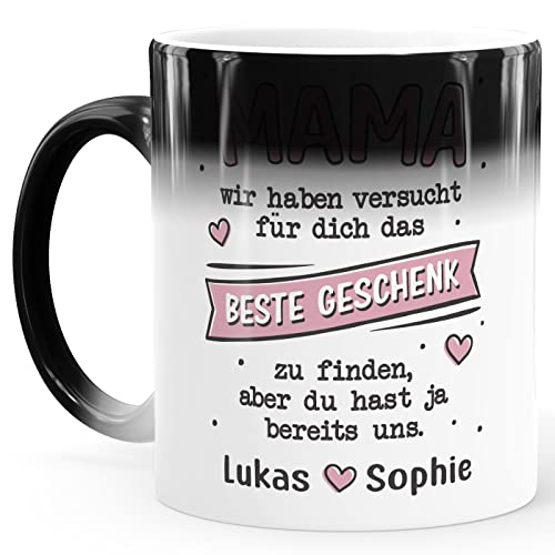 SpecialMe® Zaubertasse Mama Wir haben versucht das beste Geschenk für dich zu finden personalisiert Namen Kinder Muttertag lustig Uns personalsiert magic-rosa Magic-Tasse von SpecialMe