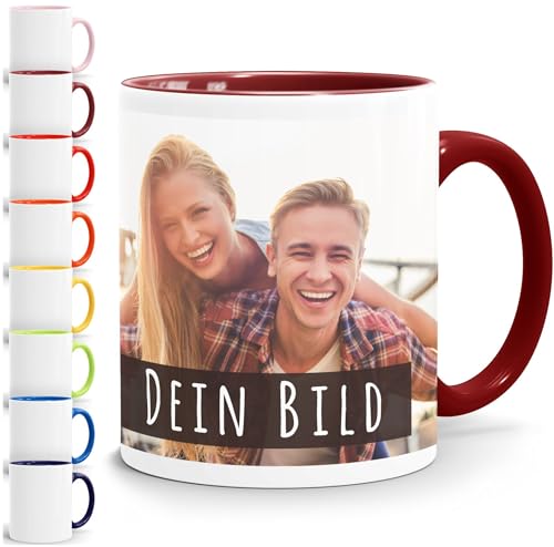 SpecialMe® personalisierte Fototasse mit eigenem Foto persönliches Geschenk Kaffeetasse mit Bild selbst gestalten inner-bordeaux Keramik-Tasse von SpecialMe