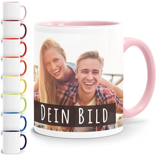 SpecialMe® personalisierte Fototasse mit eigenem Foto persönliches Geschenk Kaffeetasse mit Bild selbst gestalten inner-rosa Keramik-Tasse von SpecialMe