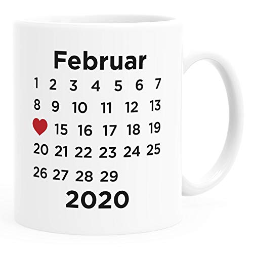 SpecialMe® personalisierte Kaffee-Tasse Kalender anpassbares Datum Geschenk Liebe Jahrestag Hochzeitstag Hochzeitsgeschenk weiß Keramik-Tasse von SpecialMe