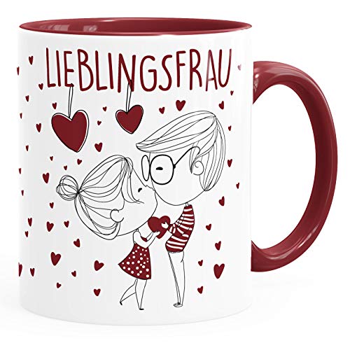 SpecialMe® personalisierte Kaffee-Tasse Liebespaar Pärchen mit Liebesbotschaft Liebes-Geschenk Freundin Mann Lieblingsfrau inner-bordeaux Keramik-Tasse von SpecialMe