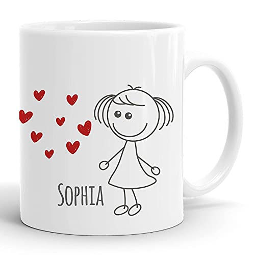 SpecialMe® personalisierte Kaffee-Tasse mit Namen Liebes-Paar Strichmännchen Liebesgeschenke Valentinstag Weihnachten (1 Tasse) weiß Keramik-Tasse von SpecialMe