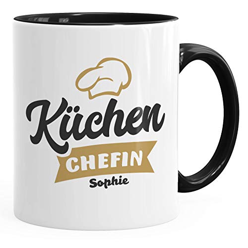 SpecialMe® personalisierte Kaffeetasse Küchenchefin Tasse anpassbarer Name personalisierte Geschenke inner-schwarz Keramik-Tasse von SpecialMe