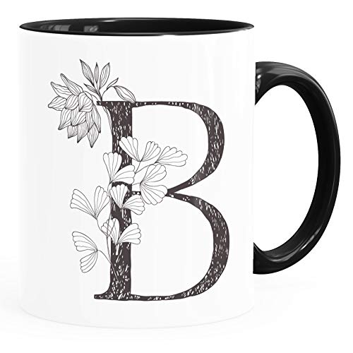 SpecialMe® personalisierte Namenstasse Monogramm Initiale personalisierte Geschenke B Inner-Schwarz Keramik-Tasse von SpecialMe