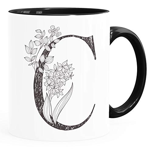 SpecialMe® personalisierte Namenstasse Monogramm Initiale personalisierte Geschenke C Inner-Schwarz Keramik-Tasse von SpecialMe