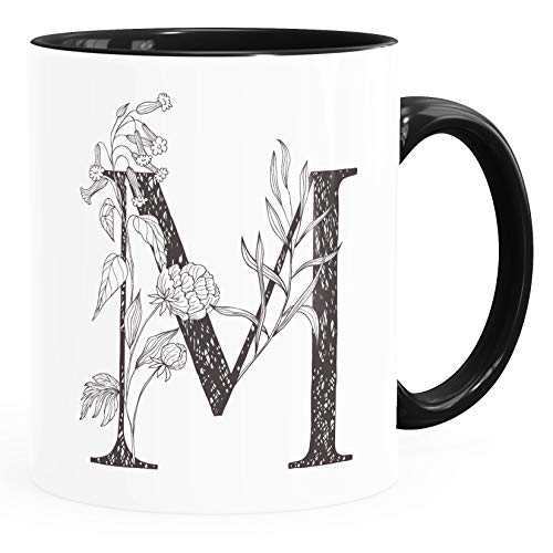 SpecialMe® personalisierte Namenstasse Monogramm Initiale personalisierte Geschenke M Inner-Schwarz Keramik-Tasse von SpecialMe