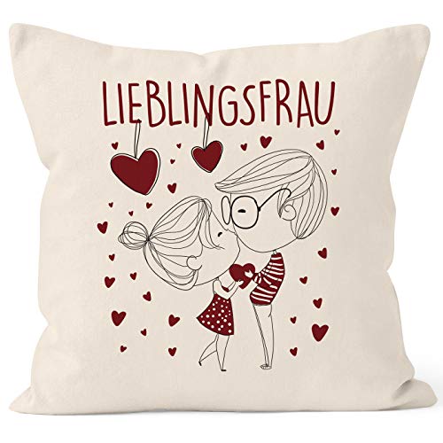 SpecialMe® personalisierter Kissen-Bezug Liebespaar Pärchen Liebesgeschenke Geschenk für Freund/Freundin Mann/Frau Lieblingsfrau Natur Unisize von SpecialMe