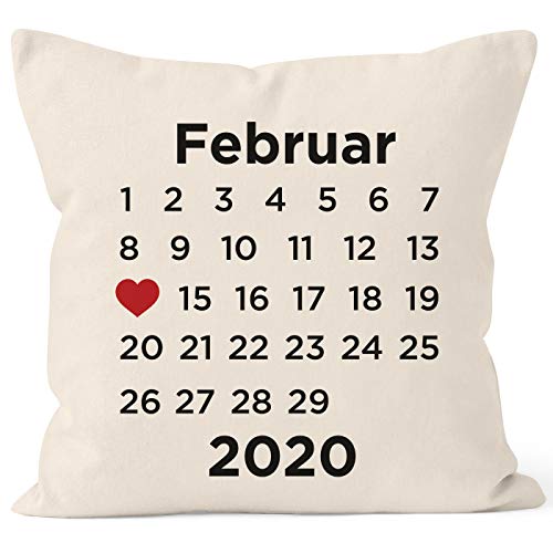 SpecialMe® personalisiertes Kissen Kalender anpassbares Datum Geschenk Liebe Jahrestag Hochzeitstag Hochzeitsgeschenk Natur 40cm x 40cm von SpecialMe