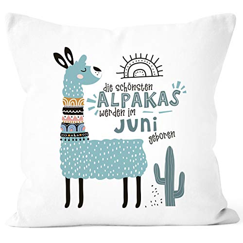 SpecialMe®Die Schönsten Alpakas Werden im Januar-Dezember geboren anpassbares Motiv Geburtsmonat individuelle Geburtags-Geschenke Dekokissen Juni weiß Unisize von SpecialMe