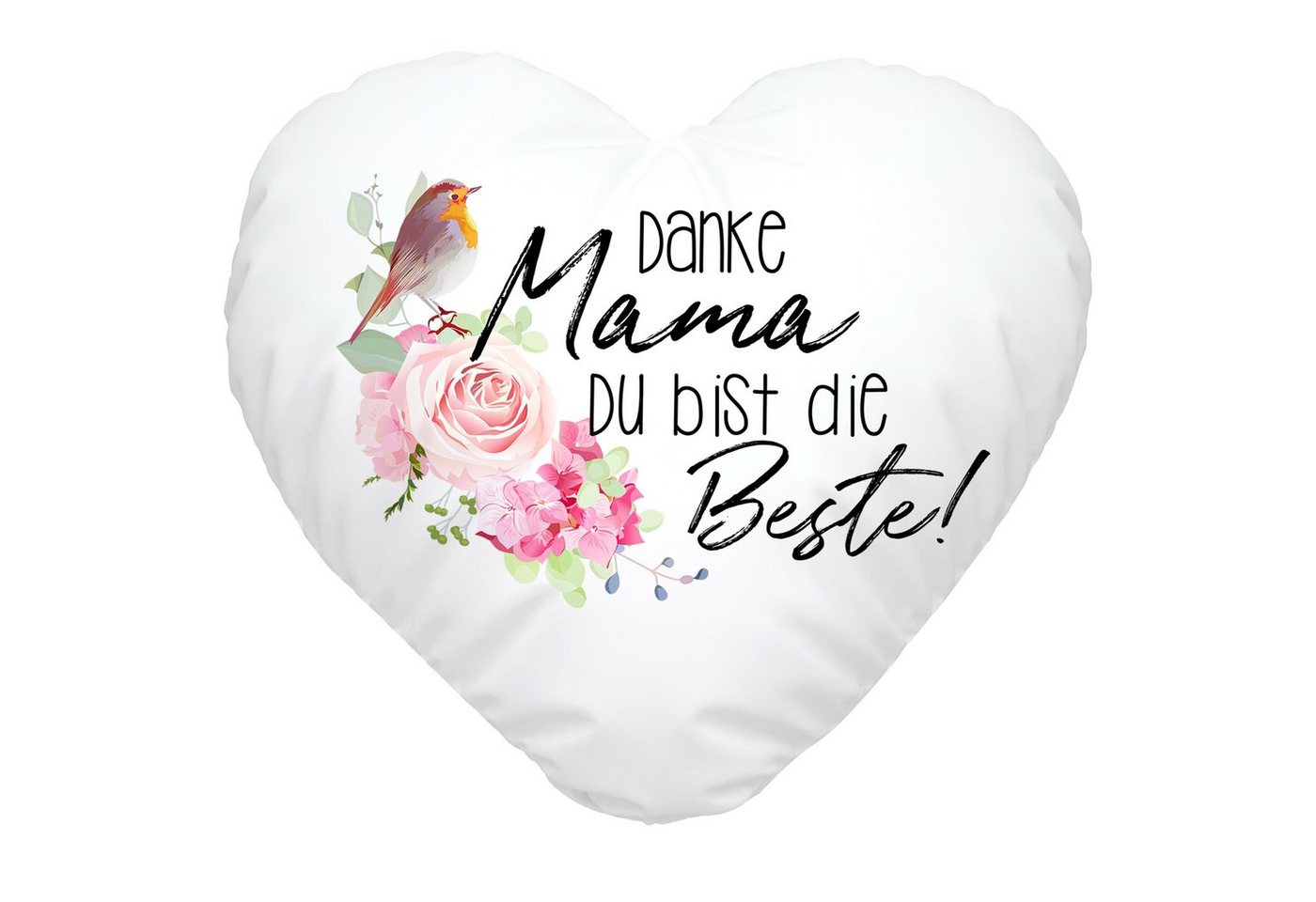 SpecialMe Dekokissen Herzkissen Danke Mama Du bist die Beste Blumen Danke Mama Geschenk Muttertag SpecialMe® von SpecialMe