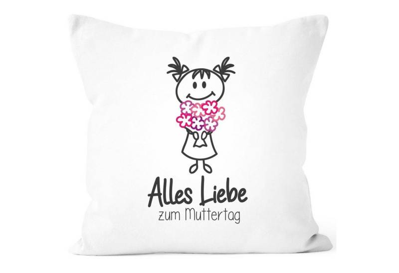 SpecialMe Dekokissen Kissen-Bezug Alles Liebe zum Muttertag Blumenstrauss Strichmännchen Geschenk für Mama SpecialMe® von SpecialMe