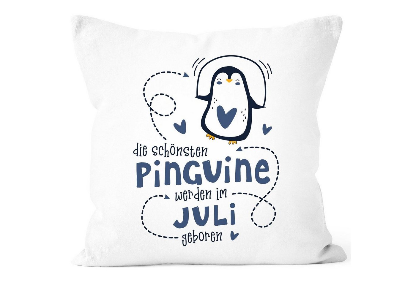 SpecialMe Dekokissen Kissen-Bezug Die Schönsten Pinguine werden im [object Object] geboren Geschenk Geburtstag Dekokissen SpecialMe® von SpecialMe