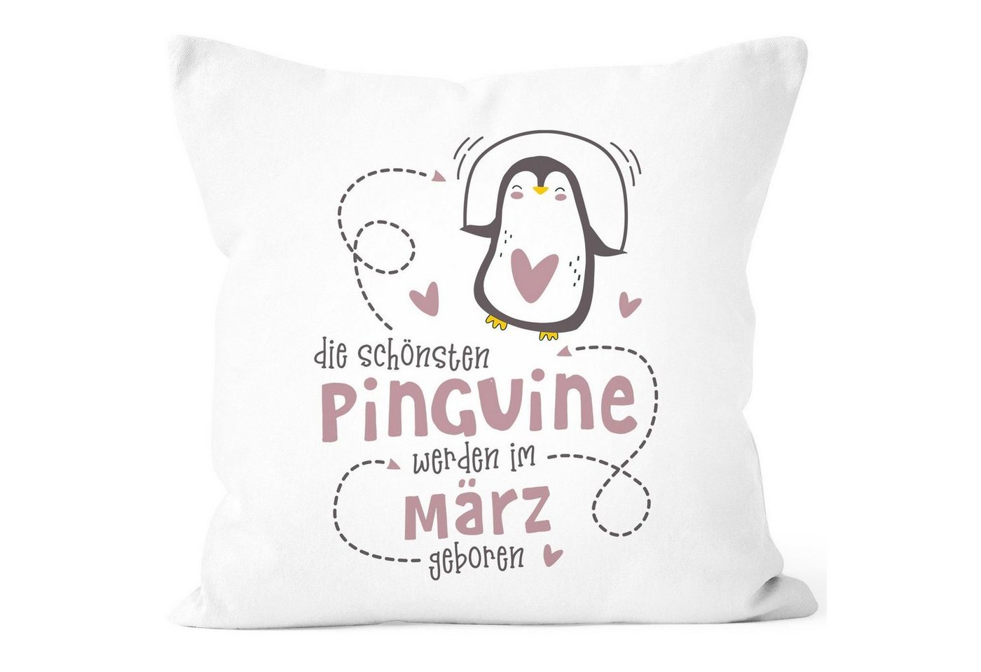 SpecialMe Dekokissen Kissen-Bezug Die Schönsten Pinguine werden im [object Object] geboren Geschenk Geburtstag Dekokissen SpecialMe® von SpecialMe